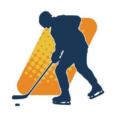 Kasklı ve üniformalı bir buz hokeyi oyuncusunun silueti.