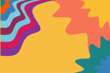 Abstract background with waves texture and curvy shapes ornament. Composition of various curves shapes and color spectrum.