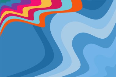 Abstract background with waves texture and curvy shapes ornament. Composition of various curves shapes and color spectrum.