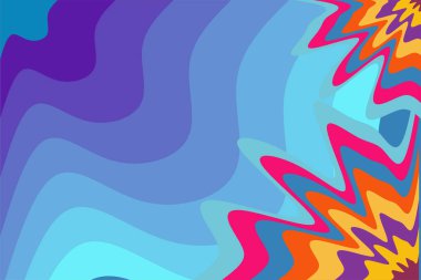 Abstract background with waves texture and curvy shapes ornament. Composition of various curves shapes and color spectrum.
