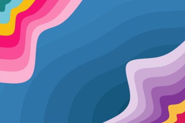 Abstract background with waves texture and curvy shapes ornament. Composition of various curves shapes and color spectrum.