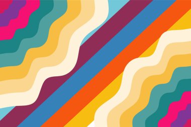 Abstract background with waves texture and curvy shapes ornament. Composition of various curves shapes and color spectrum.