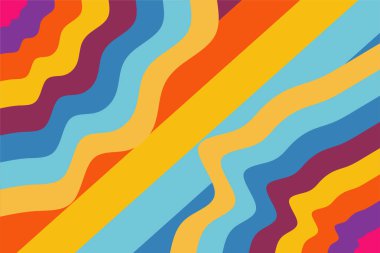 Abstract background with waves texture and curvy shapes ornament. Composition of various curves shapes and color spectrum.
