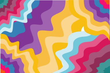 Abstract background with waves texture and curvy shapes ornament. Composition of various curves shapes and color spectrum.