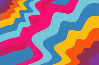 Abstract background with waves texture and curvy shapes ornament. Composition of various curves shapes and color spectrum.