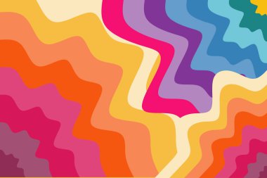 Abstract background with waves texture and curvy shapes ornament. Composition of various curves shapes and color spectrum.