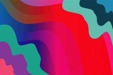Abstract background with waves texture and curvy shapes ornament. Composition of various curves shapes and color spectrum.