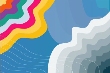 Abstract background with waves texture and curvy shapes ornament. Composition of various curves shapes and color spectrum.