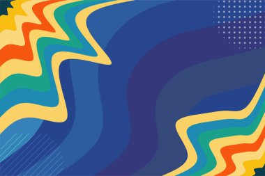 Abstract background with waves texture and curvy shapes ornament. Composition of various curves shapes and color spectrum.