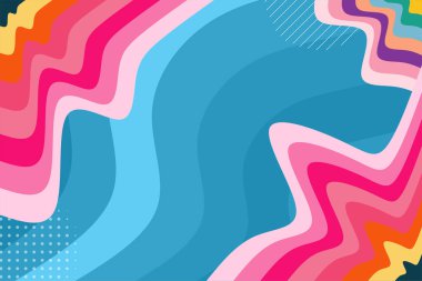 Abstract background with waves texture and curvy shapes ornament. Composition of various curves shapes and color spectrum.