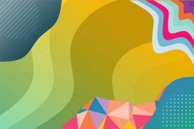 Abstract background with waves texture and curvy shapes ornament. Composition of various curves shapes and color spectrum.