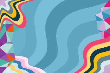 Abstract background with waves texture and curvy shapes ornament. Composition of various curves shapes and color spectrum.