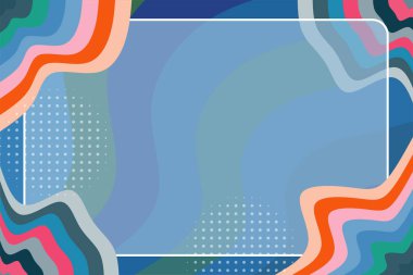 Abstract background with waves texture and curvy shapes ornament. Composition of various curves shapes and color spectrum.