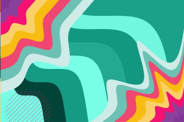 Abstract background with waves texture and curvy shapes ornament. Composition of various curves shapes and color spectrum.