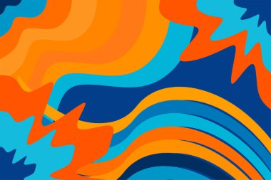 Renk sıçratma kolajı ve dalgalı gökkuşağı renk çizgileriyle soyut arkaplan. 