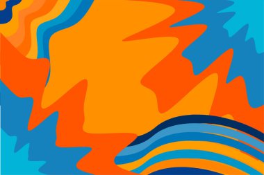 Renk sıçratma kolajı ve dalgalı gökkuşağı renk çizgileriyle soyut arkaplan. 