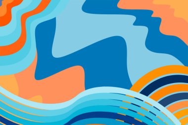 Renk sıçratma kolajı ve dalgalı gökkuşağı renk çizgileriyle soyut arkaplan. 