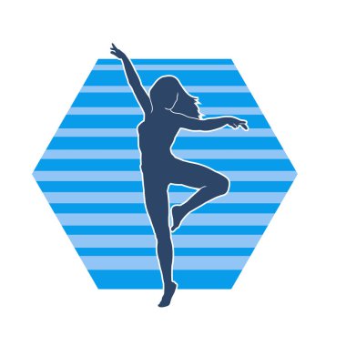 Hareketli bir kadın balerin silueti. Dans eden balerin kızın silueti..