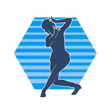 Hareketli bir kadın balerin silueti. Dans eden balerin kızın silueti..