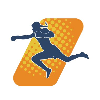 Hareketli erkek kickboksör atletinin silueti. Kickboks yapan bir adamın silueti..