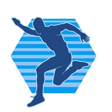 Koşu pozisyonundaki bir adamın silüeti. Siluet erkek koşusu pozu.