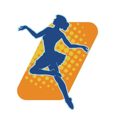 Hareketli bir kadın balerin silueti. Dans eden balerin kızın silueti..