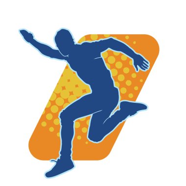 Koşu pozisyonundaki bir adamın silüeti. Siluet erkek koşusu pozu.