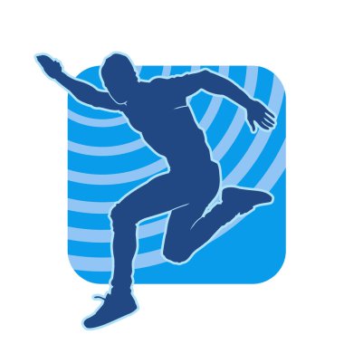 Koşu pozisyonundaki bir adamın silüeti. Siluet erkek koşusu pozu.