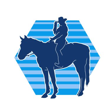 Bir kovboyun silueti at hayvanından kurtuluyor.. 