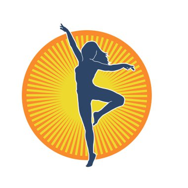 Hareketli bir kadın balerin silueti. Dans eden balerin kızın silueti..