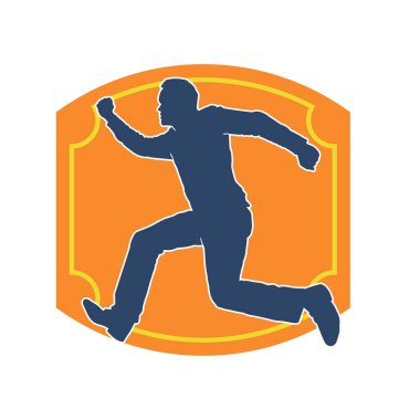 Koşan sıradan bir adamın silueti. Siluet erkek koşusu pozu.