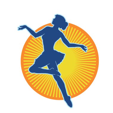 Hareketli bir kadın balerin silueti. Dans eden balerin kızın silueti..