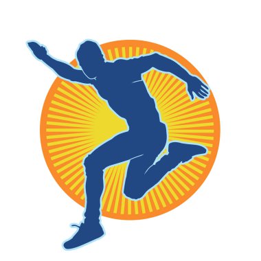 Koşu pozisyonundaki bir adamın silüeti. Siluet erkek koşusu pozu.