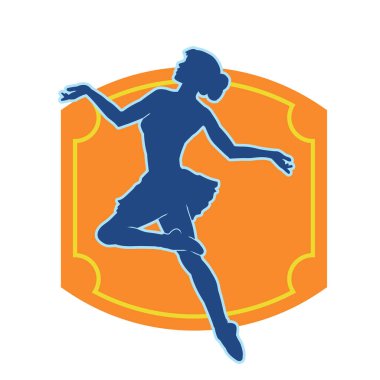 Hareketli bir kadın balerin silueti. Dans eden balerin kızın silueti..