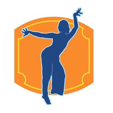 Hareketli bir kadın dansçının silueti. Dans eden zayıf bir kadının silueti..