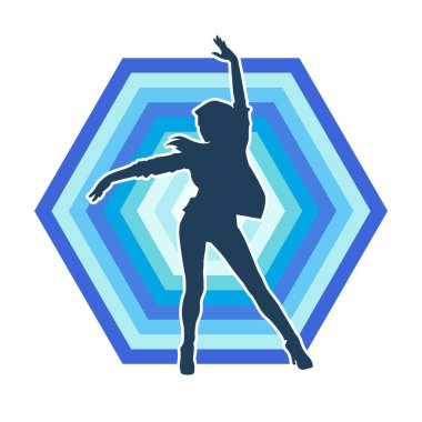 Hareketli bir kadın dansçının silueti. Dans eden zayıf bir kadının silueti..