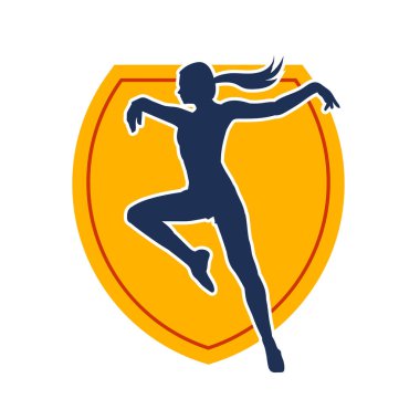 Hareketli bir kadın balerin silueti. Dans eden balerin kızın silueti..