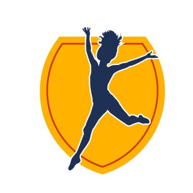 Hareketli bir kadın balerin silueti. Dans eden balerin kızın silueti..