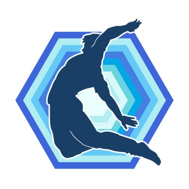 Zıplayan bir adamın silueti. Sıradan bir erkeğin silueti..