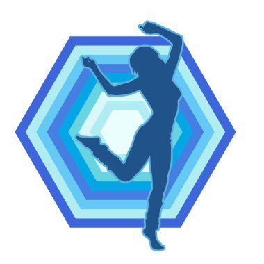 Aerobik yapan bir kadının silüeti sağlıklı bir yaşam tarzı. Kadın dansçının silueti..