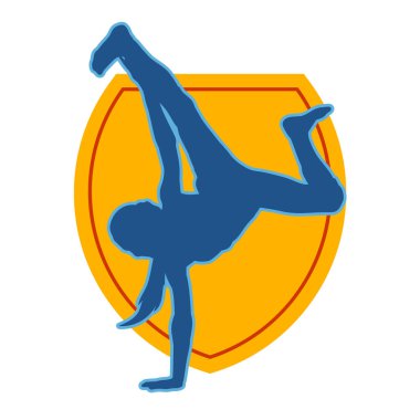 Dansçı kadın pozu silueti. Amuda kalkarak break dans yapan gençlerin silueti..