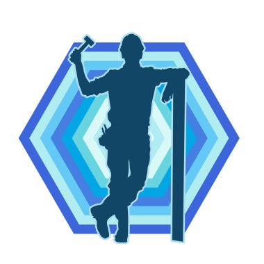 Tahta taşıyan bir inşaat işçisinin silueti..