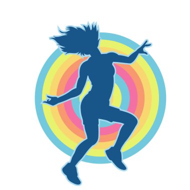 Hareketli bir kadın dansçının silueti. Dans eden zayıf bir kadının silueti..