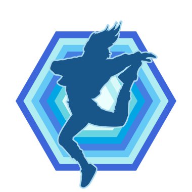 Hareketli bir kadın dansçının silueti. Dans eden zayıf bir kadının silueti..