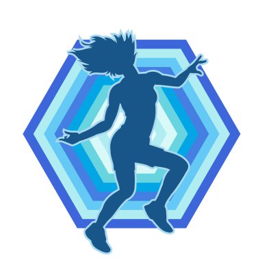 Hareketli bir kadın dansçının silueti. Dans eden zayıf bir kadının silueti..