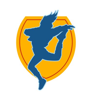 Hareketli bir kadın dansçının silueti. Dans eden zayıf bir kadının silueti..