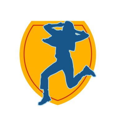 Hareketli bir kadın dansçının silueti. Dans eden zayıf bir kadının silueti..