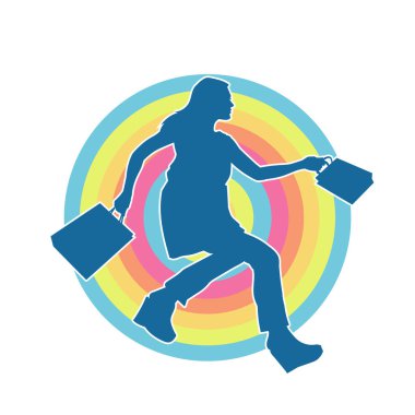 Sıska, alışveriş torbaları taşıyan genç bir kadının silueti. Alışveriş torbaları taşıyan şık bir kadının silueti.