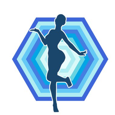 Hareketli bir kadın balerin silueti. Dans eden balerin kızın silueti..