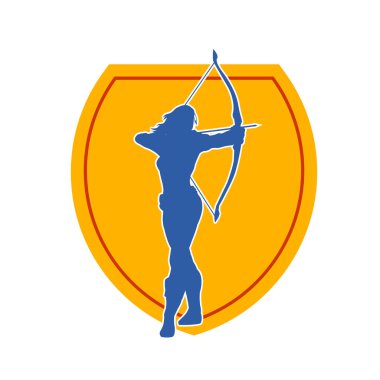 Dişi okçu bir dövüşçünün silueti ok ve yayla pozisyonunu alıyor..